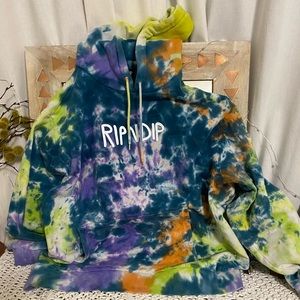 RIPNDIP TIE-DYED HOODIE MENS MEDIUM PULLOVER SOFT COMFY OVERSIZED